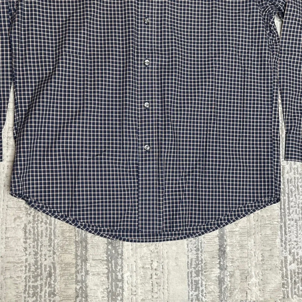 Brooks‎ Brothers 346 Mens Medium Grey Plaid Check Cotton Button Down Shirt